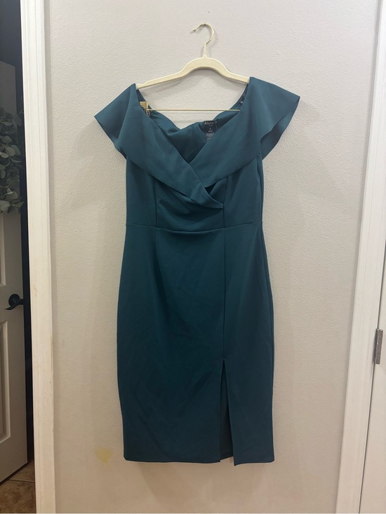 Alexa B Nites Dresses & Skirts - Alex B nites Teal Off-Shoulder Midi Dress with Front Slit